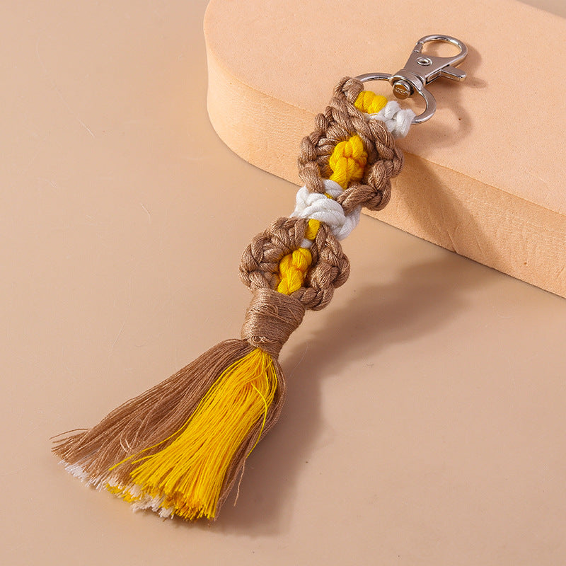 Wholesale Handwoven Plush Colorful Flower Keychain